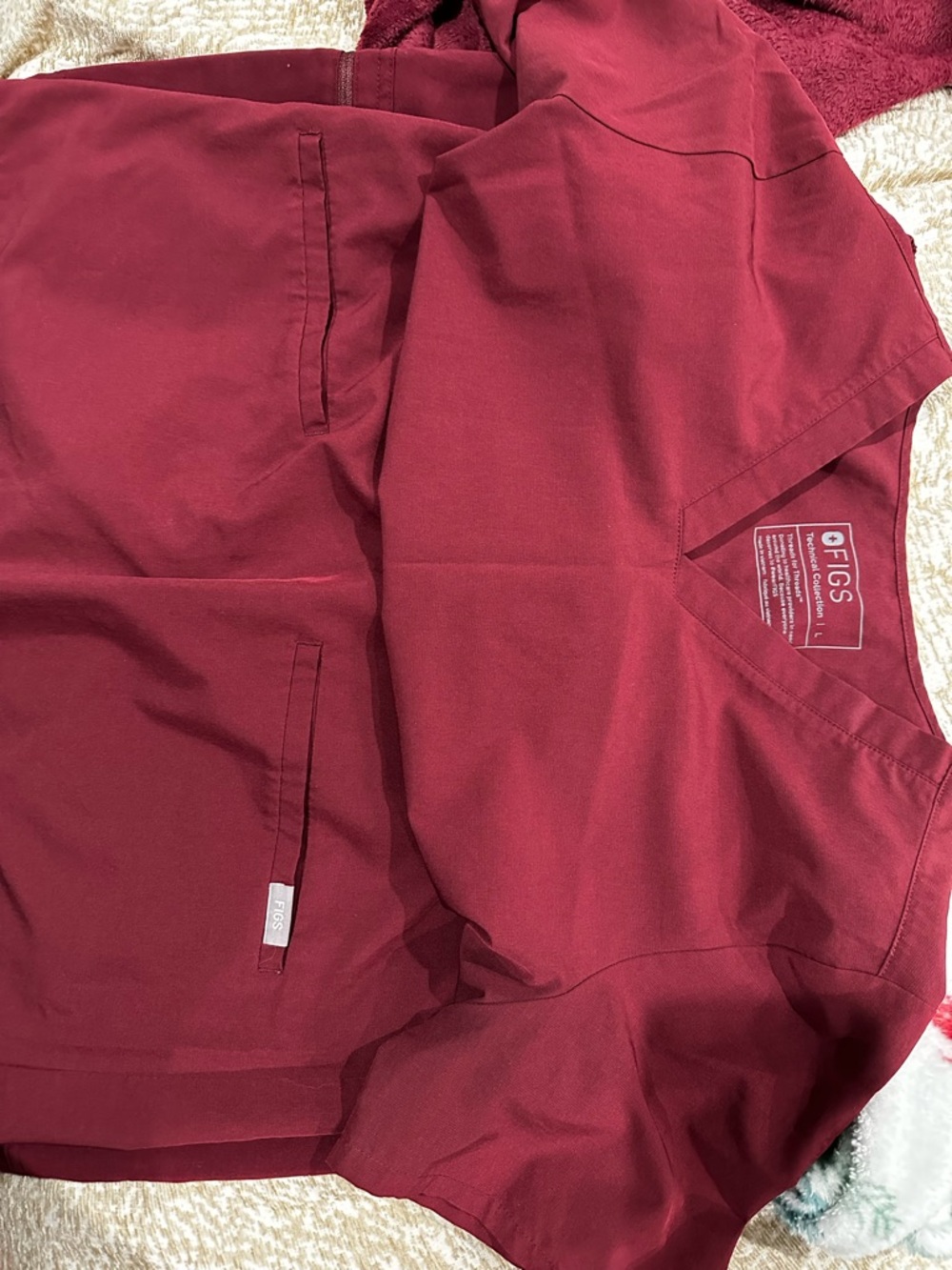 Figs Maroon Scrub Set with Elastic Waistband